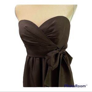 Jenny Yoo Brown Silk Shantung Strapless Dress Size 0‎